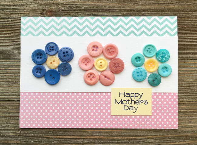Pretty & Simple Button Flower Card For Mother's Day