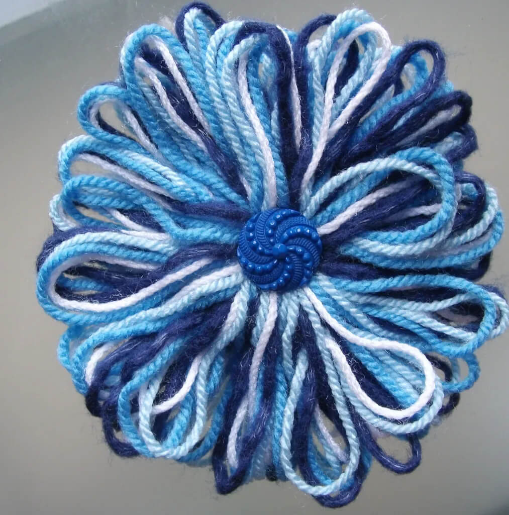 Pretty Blue And White Big Woolen Thread Flower Decor Craft Woolen Thread Craft Flowers