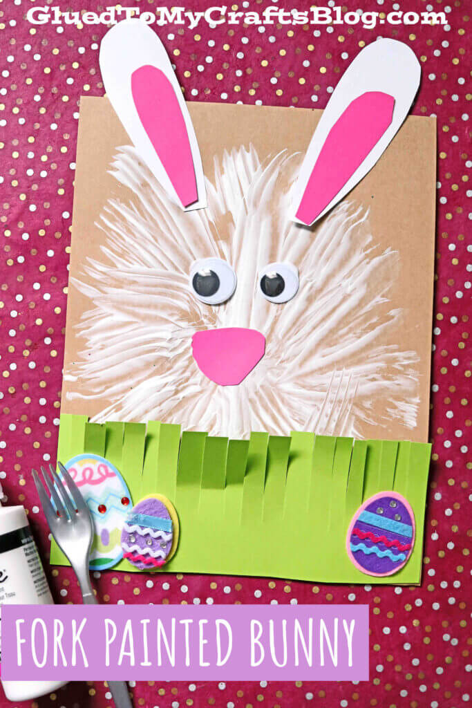 Pretty Bunny Fork Painting Craft For Kids & Toddlers Animal Paintings Using Fork 