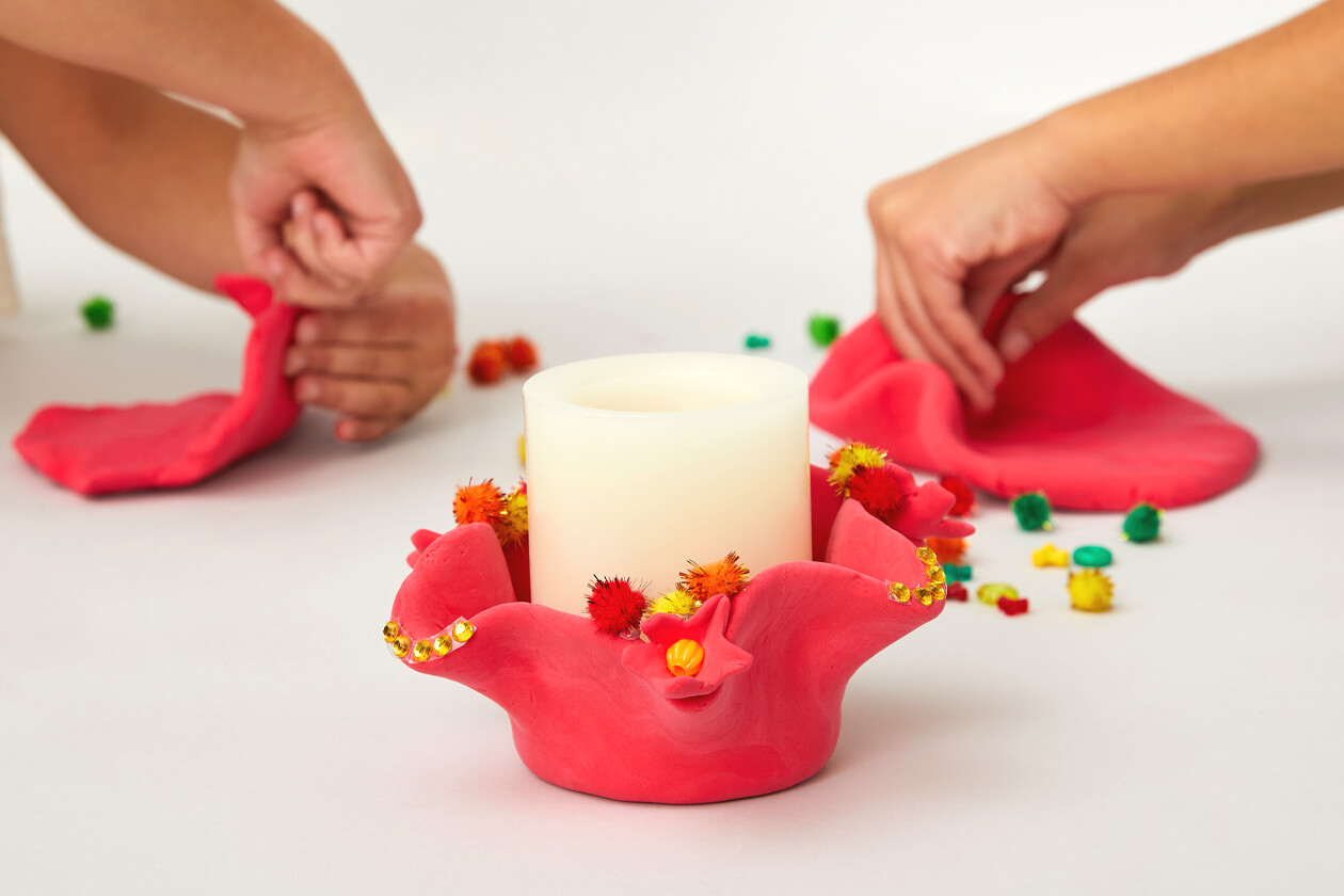 DIY Air Dry Clay Candlestick Holders Kids Art & Craft
