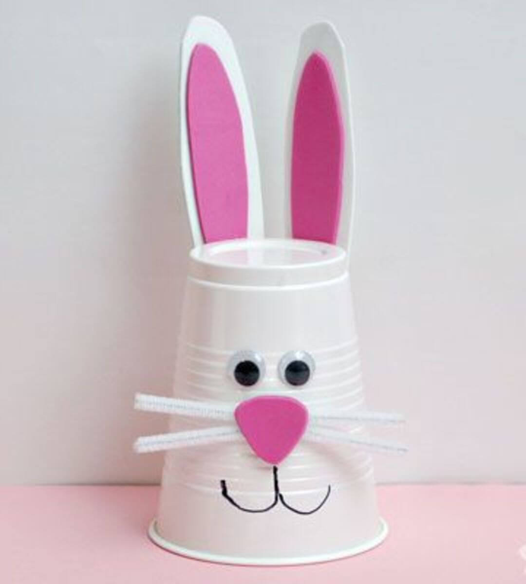 Pretty Easter Rabbit Bunny Craft Made With Styrofoam Cups