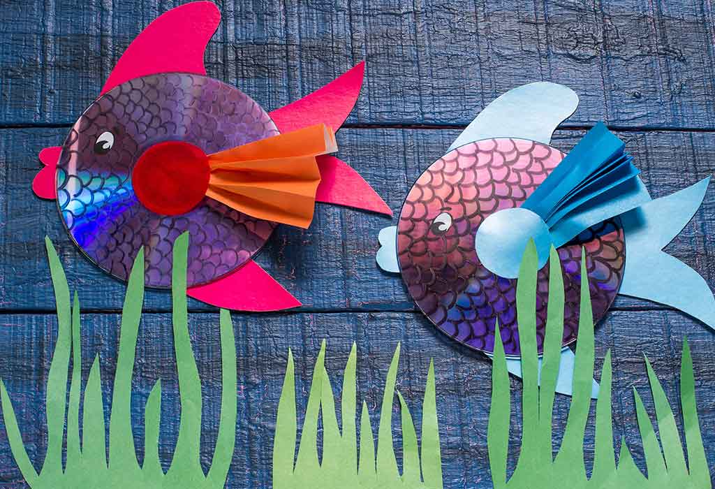 Pretty Fish Craft Using CDs & Cardboard For Wall Hanging