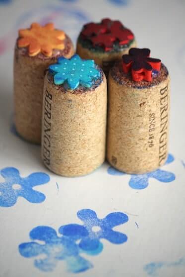 Pretty Flower And Cork Stamp DIY For Kids DIY STAMPS FOR KIDS