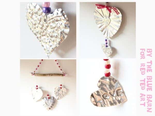 Pretty Foil Heart Wall Hanging Craft Activity For Toddlers