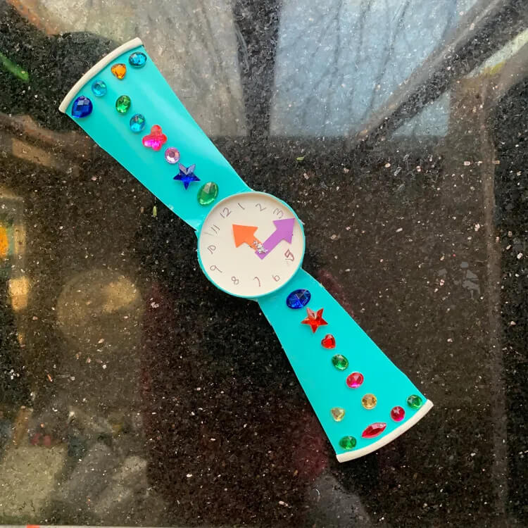 Pretty Paper Cup Wrist Watch Craft For Kindergarten KidsPaper Cup Craft For Kindergarten