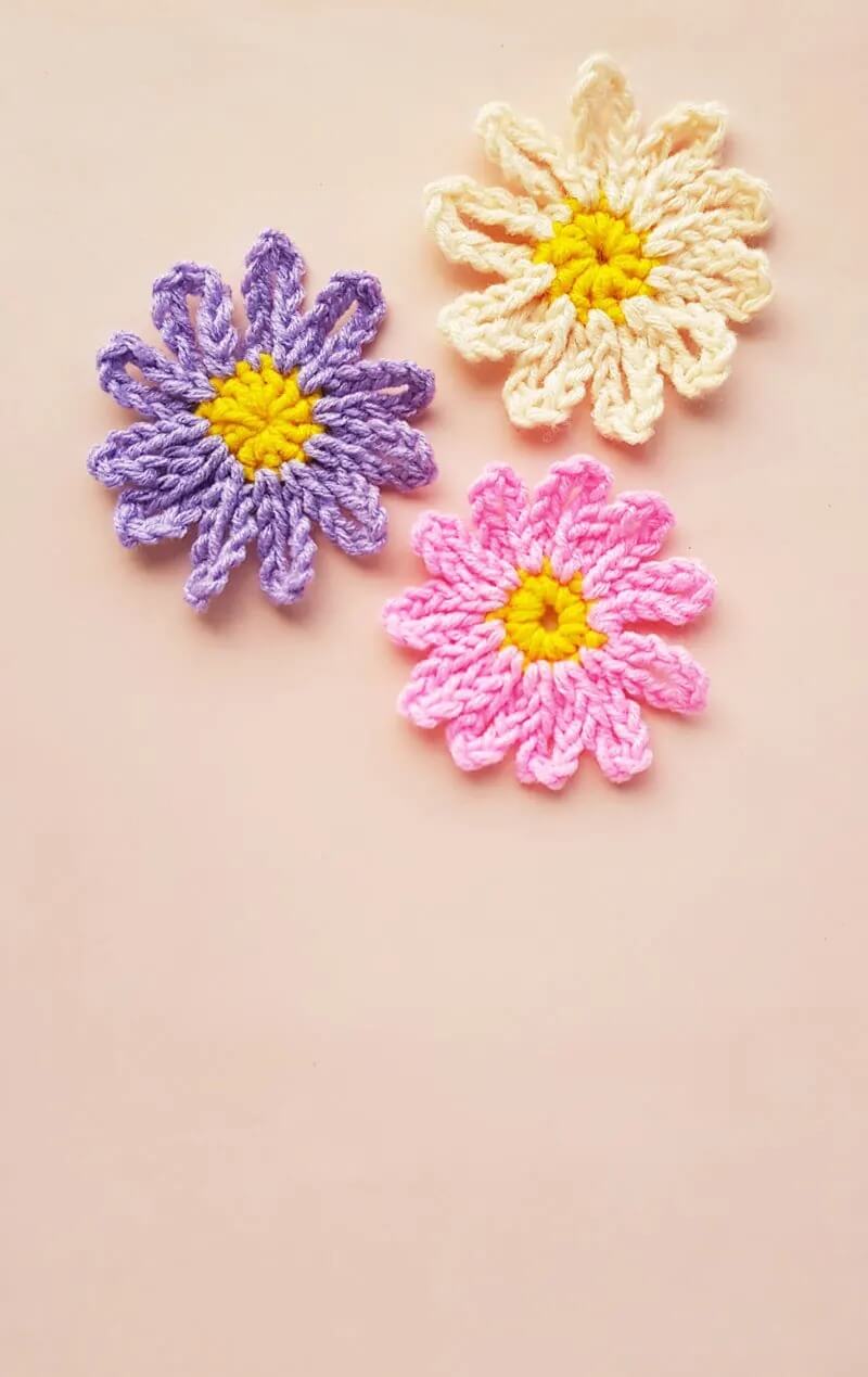 Pretty Pistal Colour Crochet Woolen Flower Craft