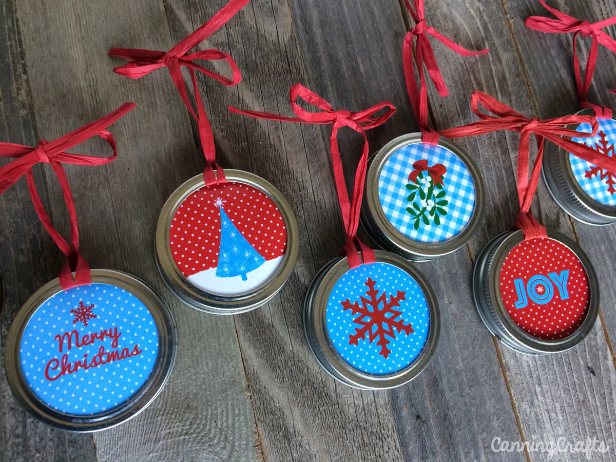Printed Canning Jar Ring For Christmas Craft