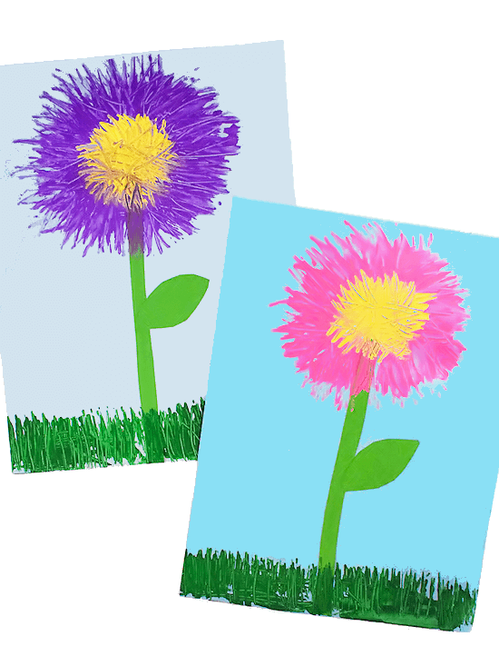 Purple & Pink Fork Flower Art & Craft Activity For Toddlers & Kids