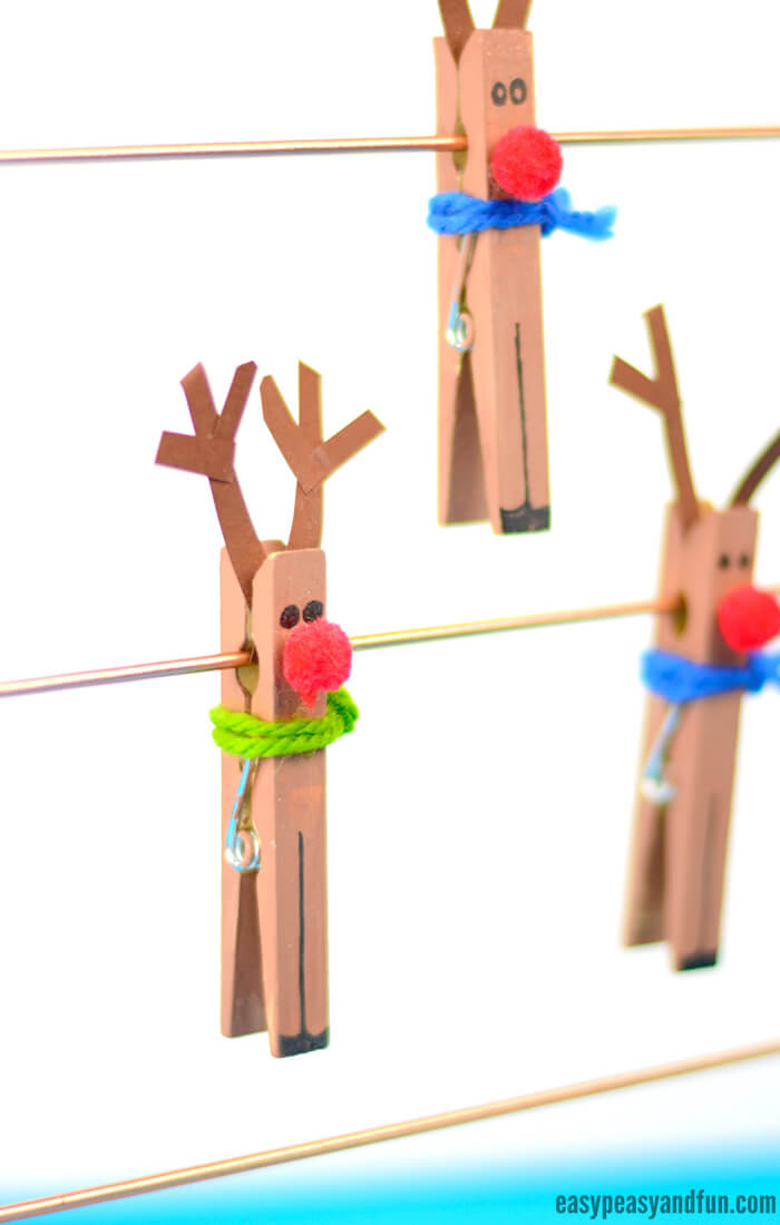 Quick And Easy Clothespin Reindeer DIY Craft For Kids Clothespin Reindeer Crafts