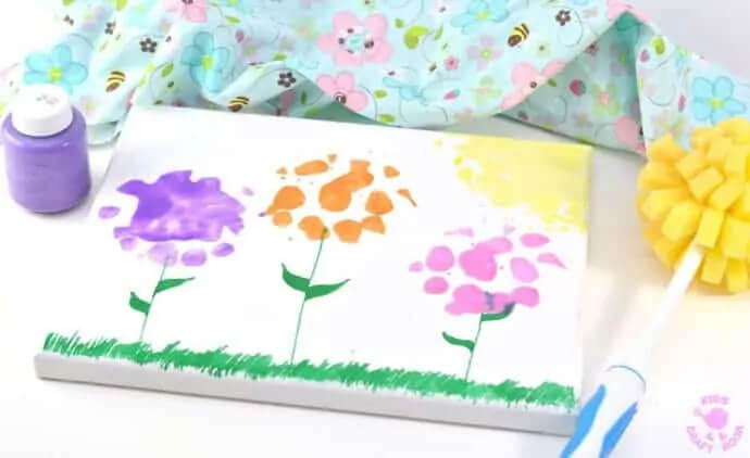 Quick And Easy Flower Painting With Sponge For Toddlers