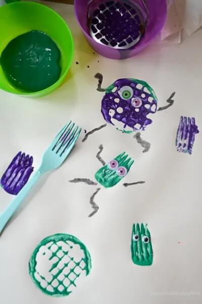 Quick And Easy Halloween Fork Painted Monster Crafts Ideas Halloween Fork Crafts Ideas