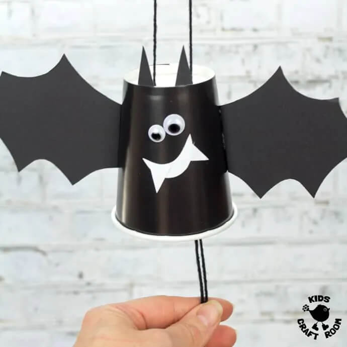 Quick And Easy Paper Cup Flying Bat Craft For Kids