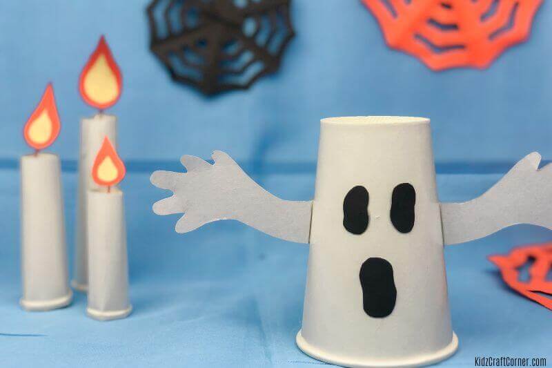 Quick And Easy Paper Cup Halloween Ghost Craft For Preschoolers