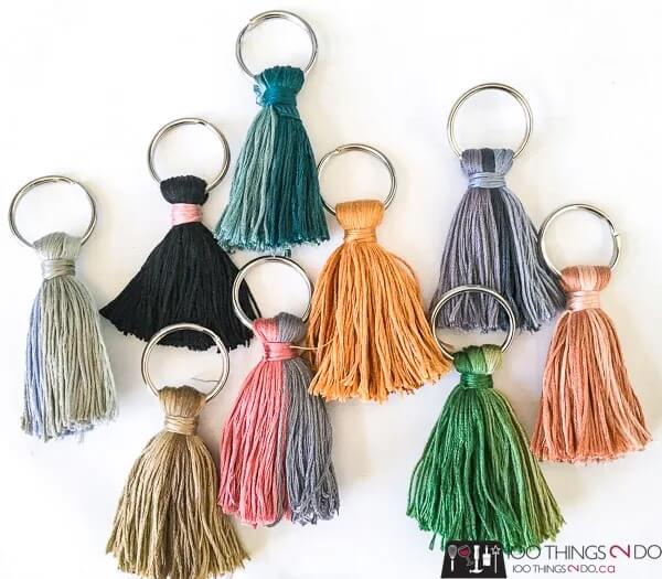 Quick And Easy Tassel Key Chain Using Embroidery Floss Embroidery Floss Crafts For Adults