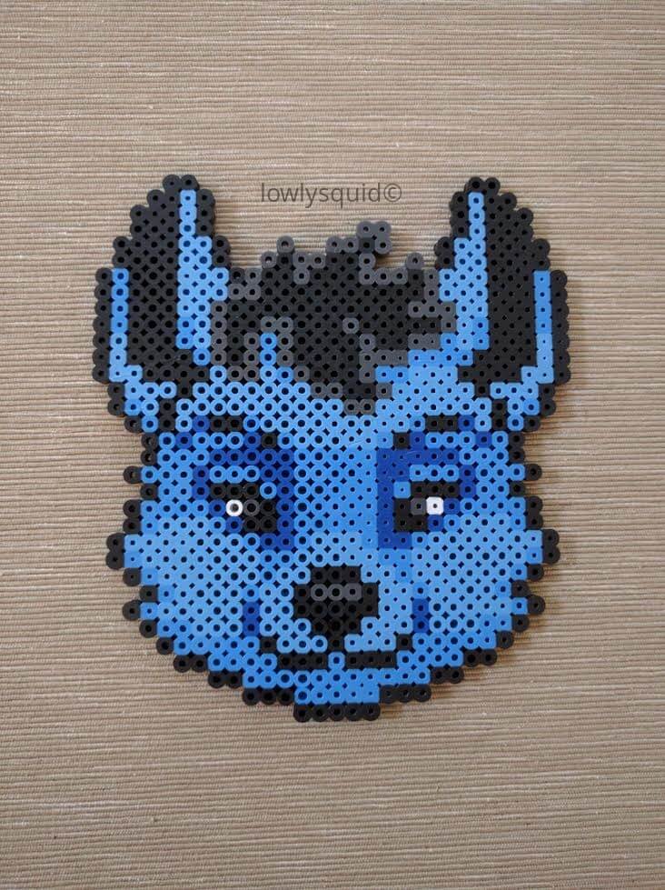 Quick & Easy  To  Make  Blue  Wolf Craft  With  Perler Bead Pattern 
