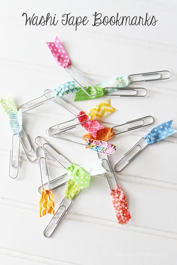 Quick & Easy Washi Tape Bookmark Using Paperclip Washi Tape bookmark crafts
