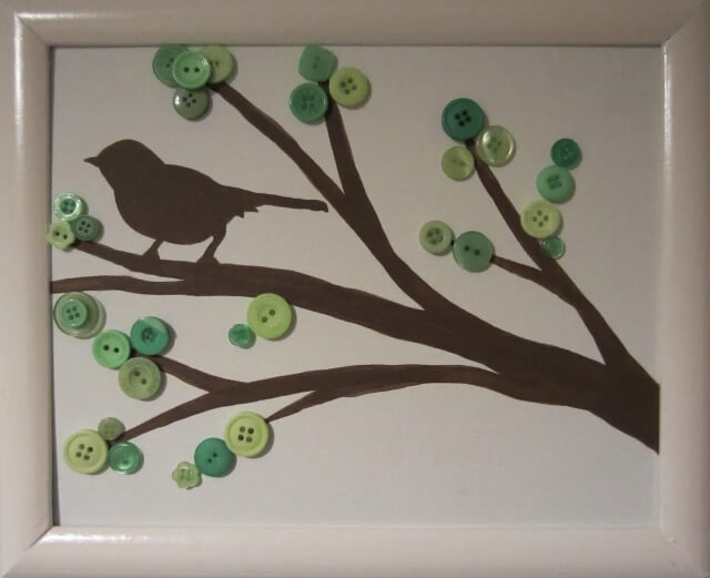 Quick Little Brown Bird Craft Project On Button TreeButton Bird Crafts