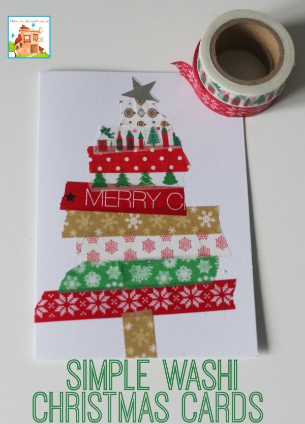 Quick Washi Tape X-mas Card Made By Kid