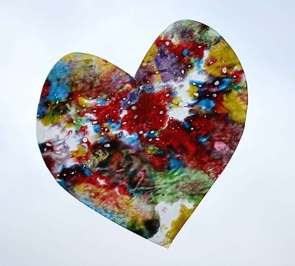 Rainbow Heart Suncatchers For Valentine Day Using Melted Crayon Shavings