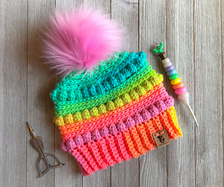 Rainbow Themed Colorful Winter Hat Crafting Idea