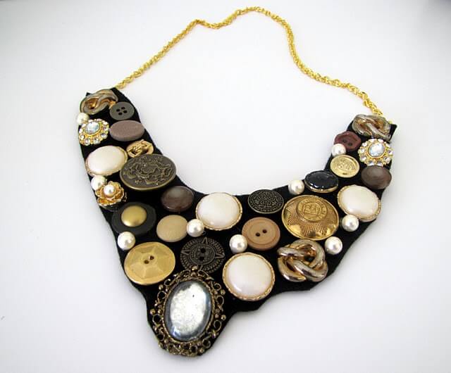 Recycled Button Bid Necklace Craft Tutorial Step By Step