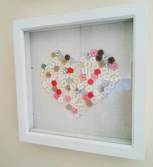 Recycled Button Heart Picture Craft At Home