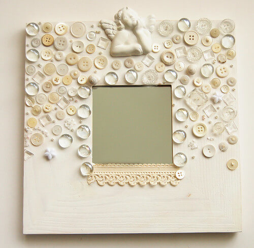 Recycled Button Mirror Art Idea For Home Decor Button Decoration Ideas For Home