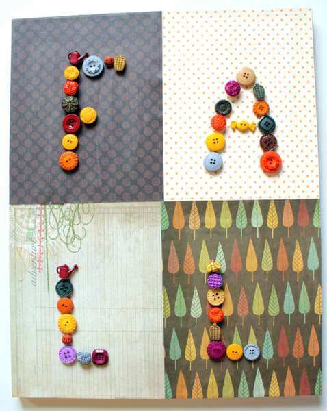 Recycled Button Wall Art Project For Autumn ThemedDIY Button Craft Project