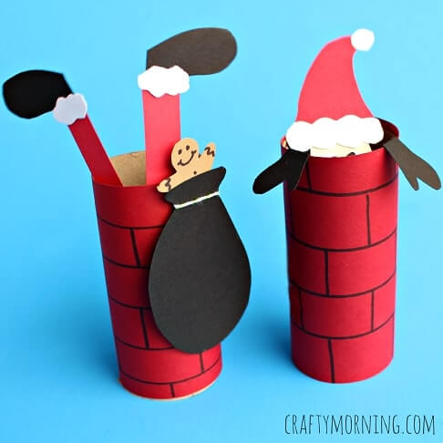 Recycled Toilet Paper Roll Santa Art Project For Christmas