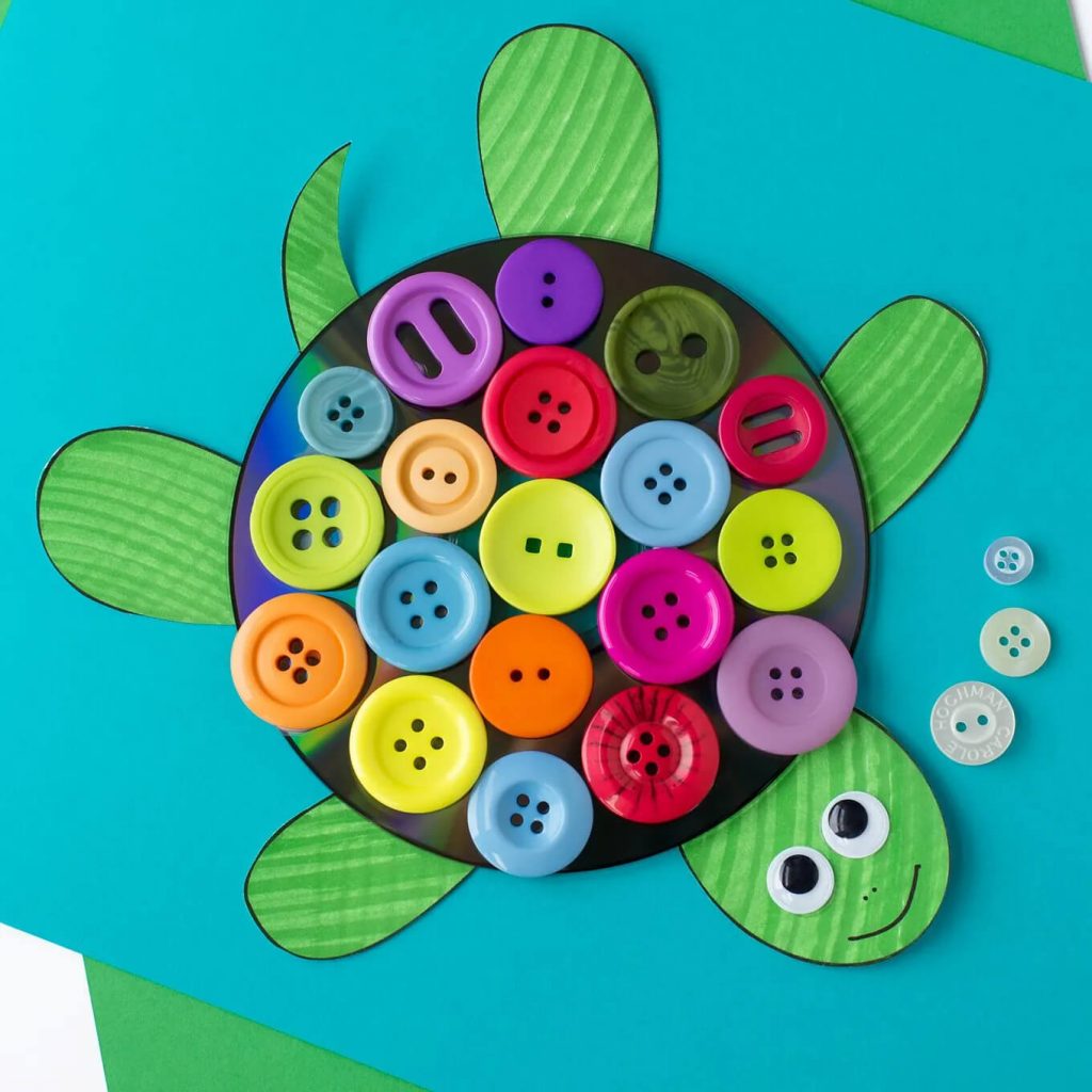 Beautiful Button Turtle Crafts For Kids - Kids Art & Craft