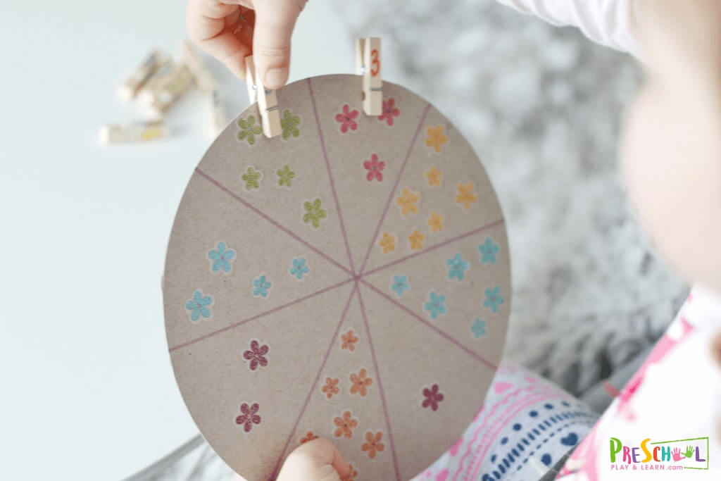 Round Wheel Flower Counting Clothespin Diy Craft for Toddlers Learning with DIY Clothespins