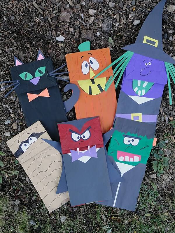 Scary Paper Bag Halloween Puppet Craft Idea Paper Bag Crafts &amp; Activities for Halloween 