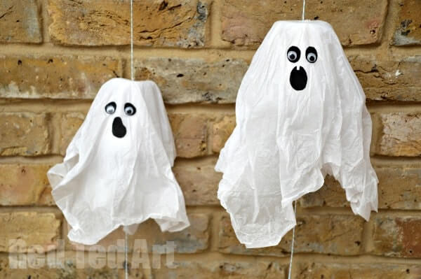 Scary Paper Cup And Tissue Paper Halloween Ghost Craft For Toddlers Paper Cup Ghost Crafts