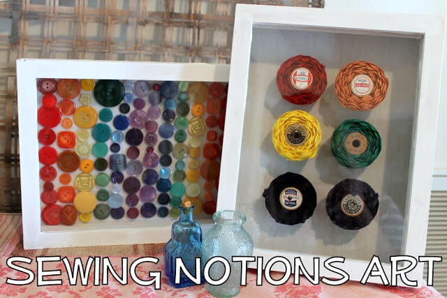 Sewing Notions Art Project Using Vintage Buttons