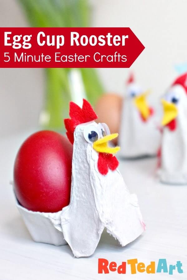 Simple & Cute Rooster Easter Craft Using Egg Cup