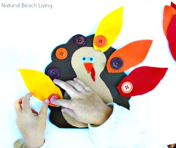 Simple & Easy Button Turkey Craft Idea For Preschoolers