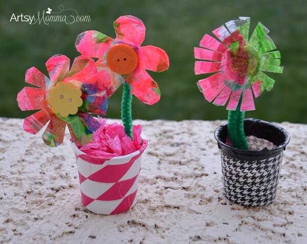 Simple And Easy Paper Cup Flower Vase Craft For Preschoolers