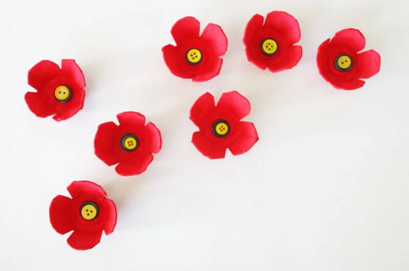Simple & Easy Poppies Flower Making With Egg Cartons