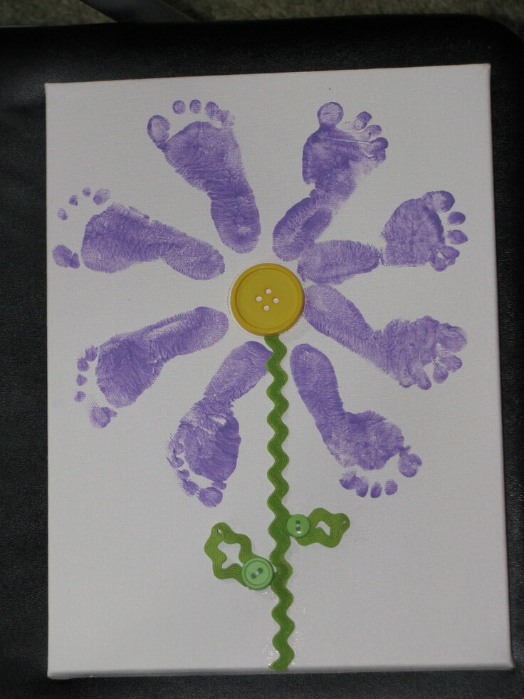 Simple Baby Footprint Flower Art & Craft Ideas With Buttons Fingerprint &amp; Handprint button craft idea for kids