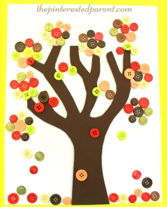 Simple Button Tree Decoration Craft Idea For Autumn