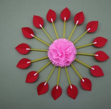 Simple Flower Decoration With Paper & Cotton Buds 