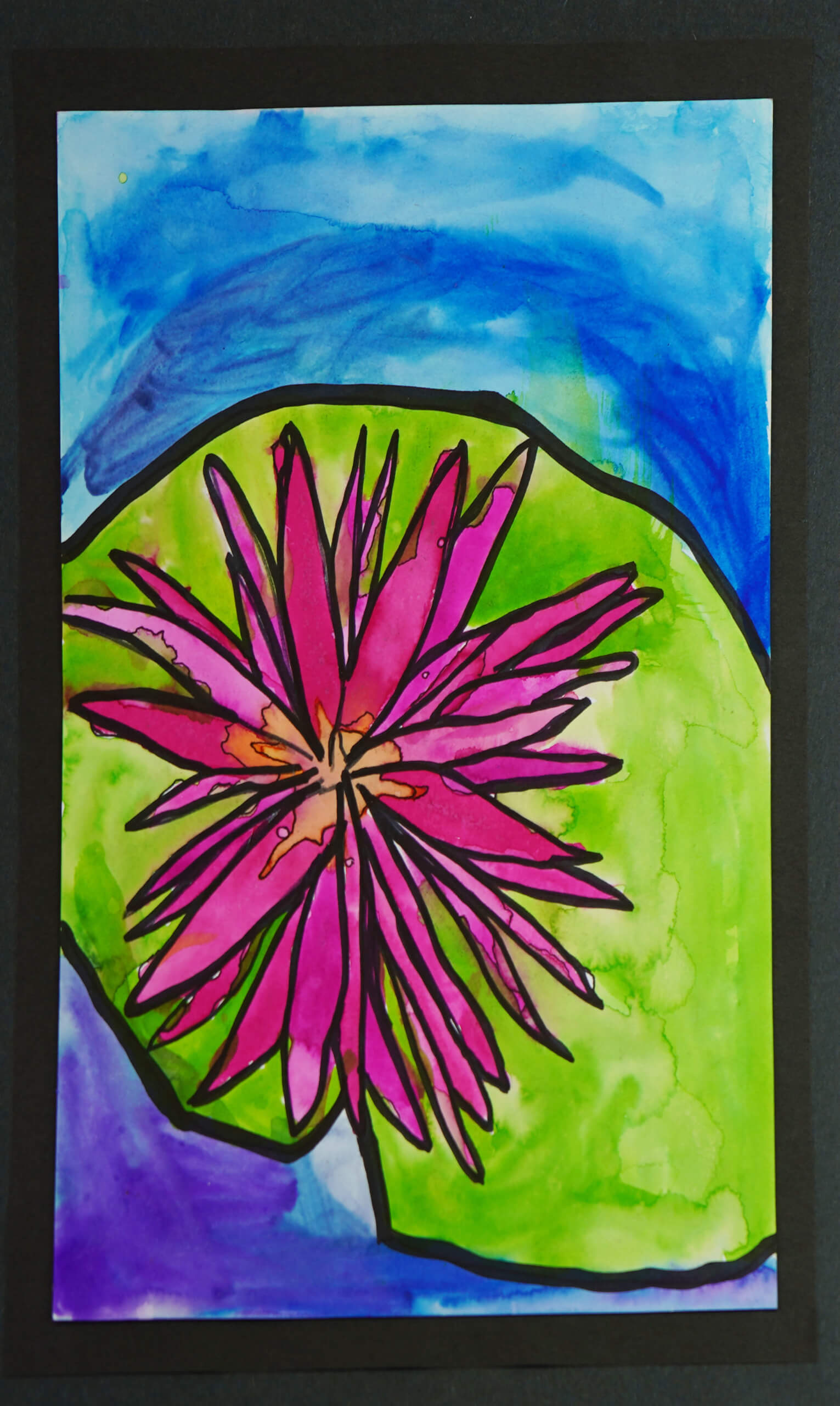Simple Lotus Flower Tempera Painting Idea For Kids
