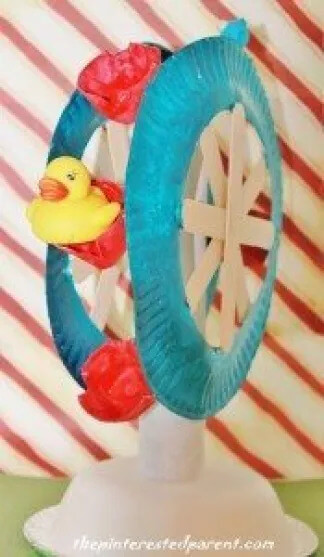 Simple Paper Plate And Ice Sticks Ferris Wheel Art and Craft Ideas For Toddlers