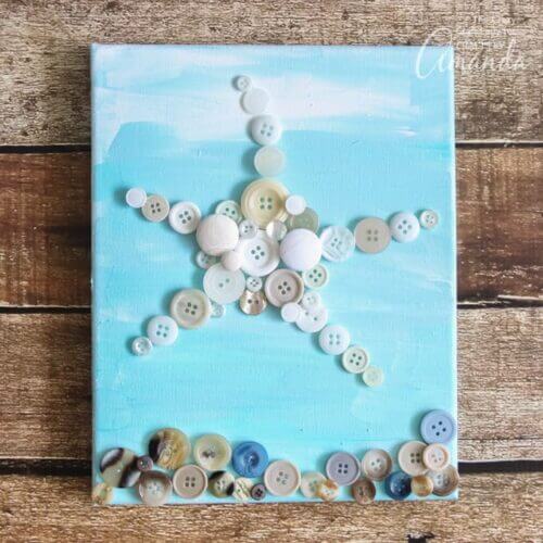 Simple Starfish Wall Art With Buttons & Canva Board Button Crafts For Senior Students