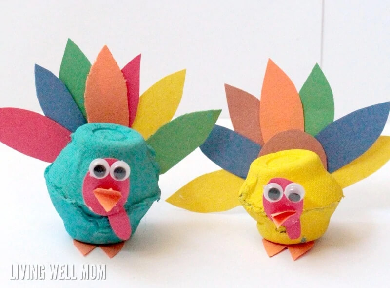 Simple Thanksgiving Turkey Crafting Idea Using Egg Cartoons