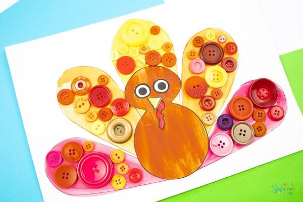 Simple Turkey Craft With Cardstock & ButtonsThanksgiving Button Crafts(14 images)