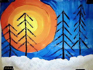 Simple Winter Landscape Tempera Art Idea For Kids