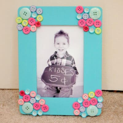 Simple Wooden Photo Frame Craft With Buttons Button Photo Frame Crafts