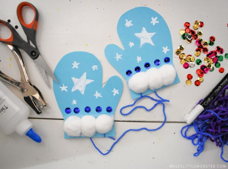 Sparkly Mitten Craft Idea Using PaperWinter Mitten Craft For Preschoolers