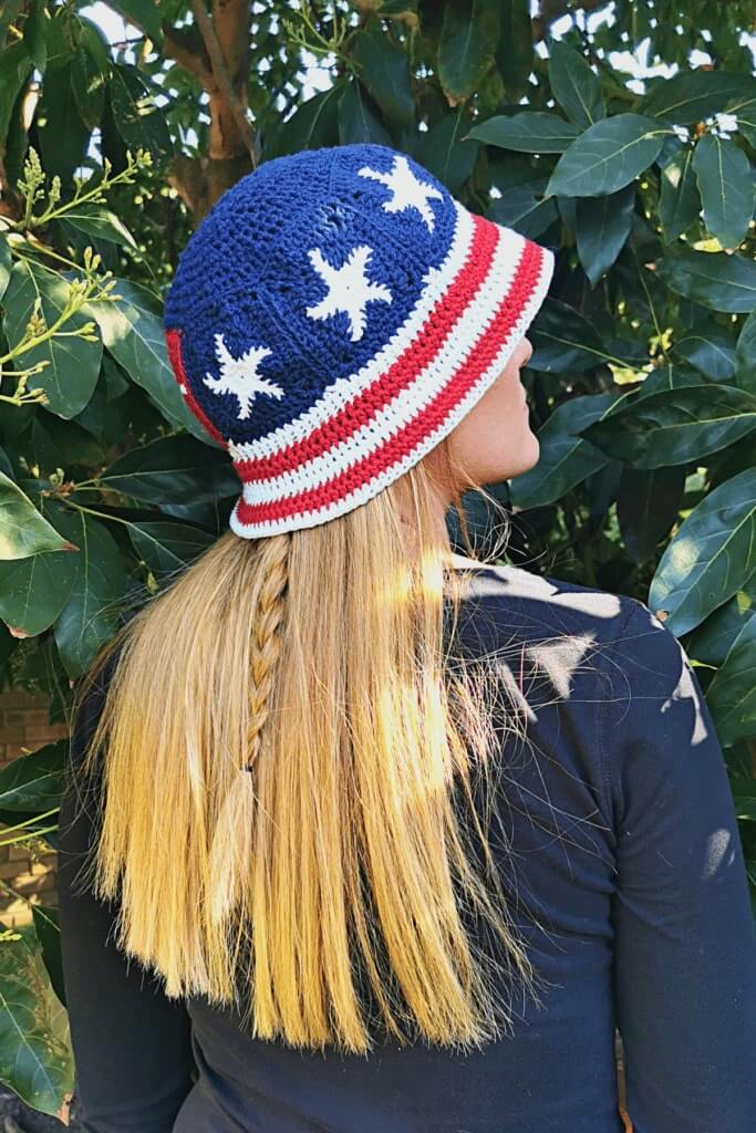 Stylish American Flag Crochet Bucket PatternCrochet Bucket Hat Pattern 